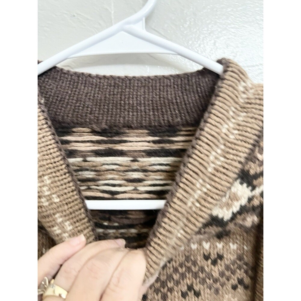 SEA NEW YORK Brown 100% Wool Fair Isle Knit Long Sleeve Sweater Finja sz Small - Picture 5 of 11